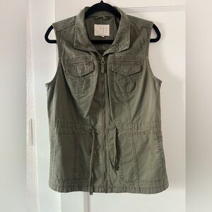 Women’s A New Day olive green cotton zip vest, size M